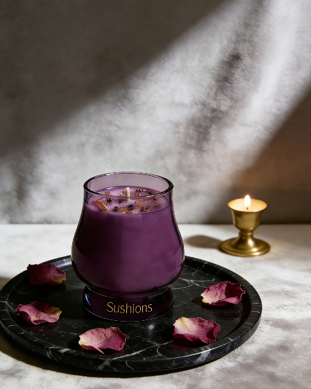 Sushions Velvet Plum Crystal-Infused Fine Candle (Creative Collection)