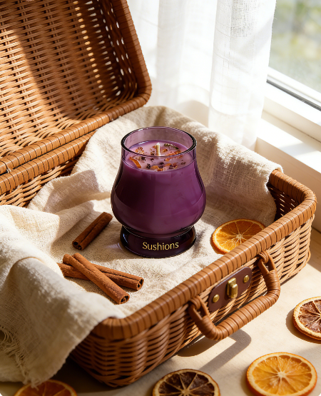 Sushions Velvet Plum Crystal-Infused Fine Candle (Creative Collection)