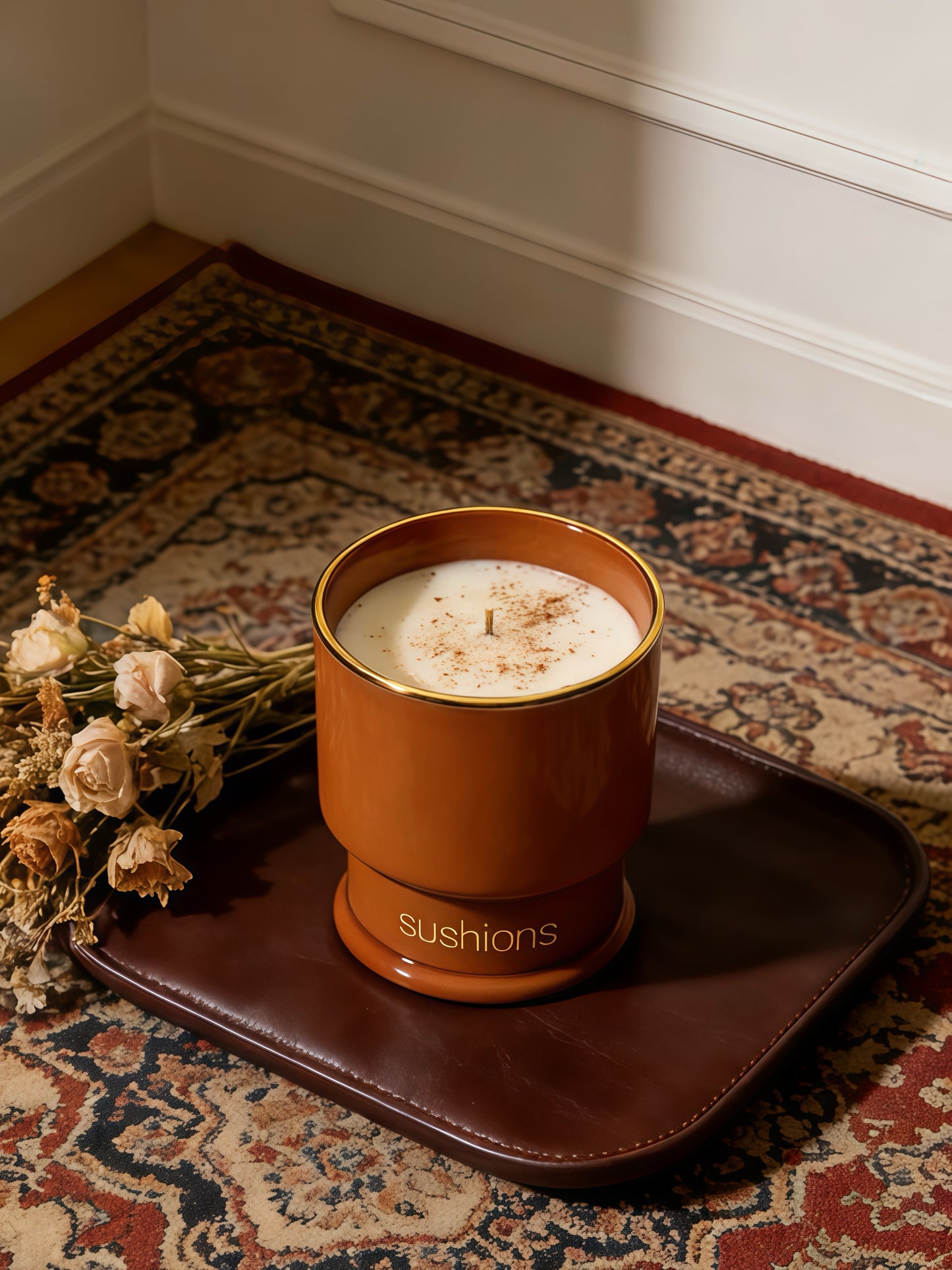 Sushions Caramel Retro Ceramic Cup Candle