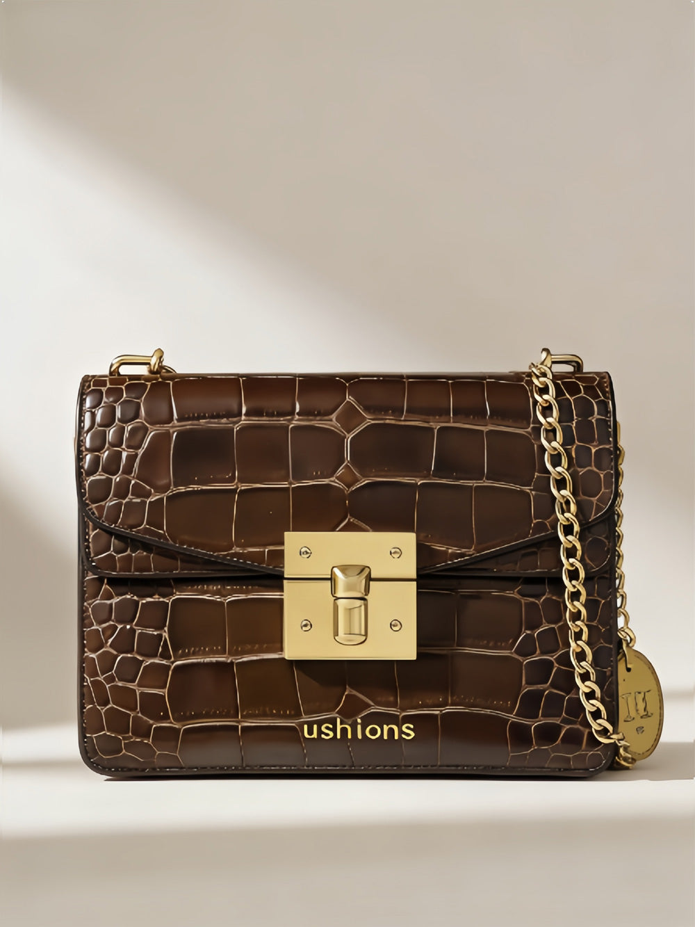 [Test]The Savannah Satchel-Crocodile-Embossed Leather Chain Crossbody Bag