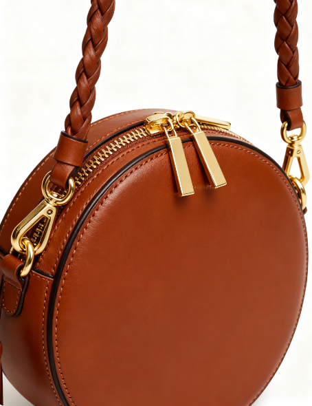 Riverside Weaver-Brown Woven Round Top - Handle Bag