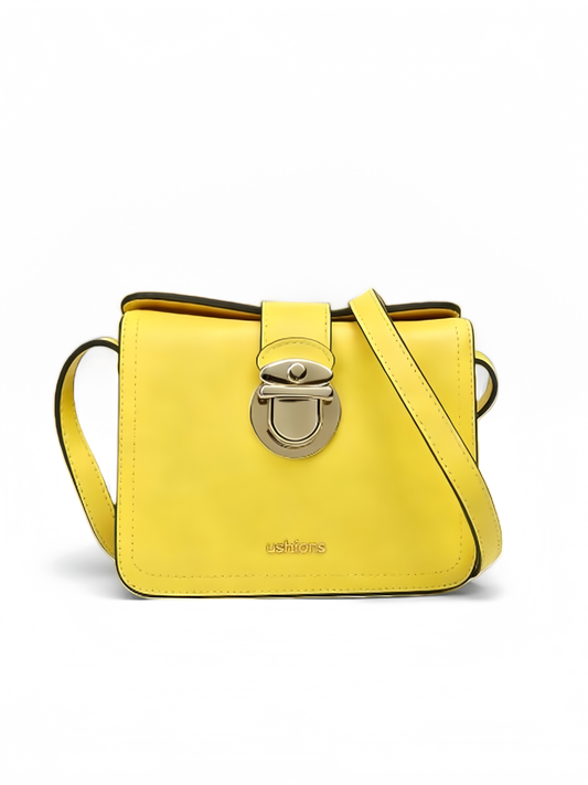 Yellow Crossbody Bag with Silver Hardware