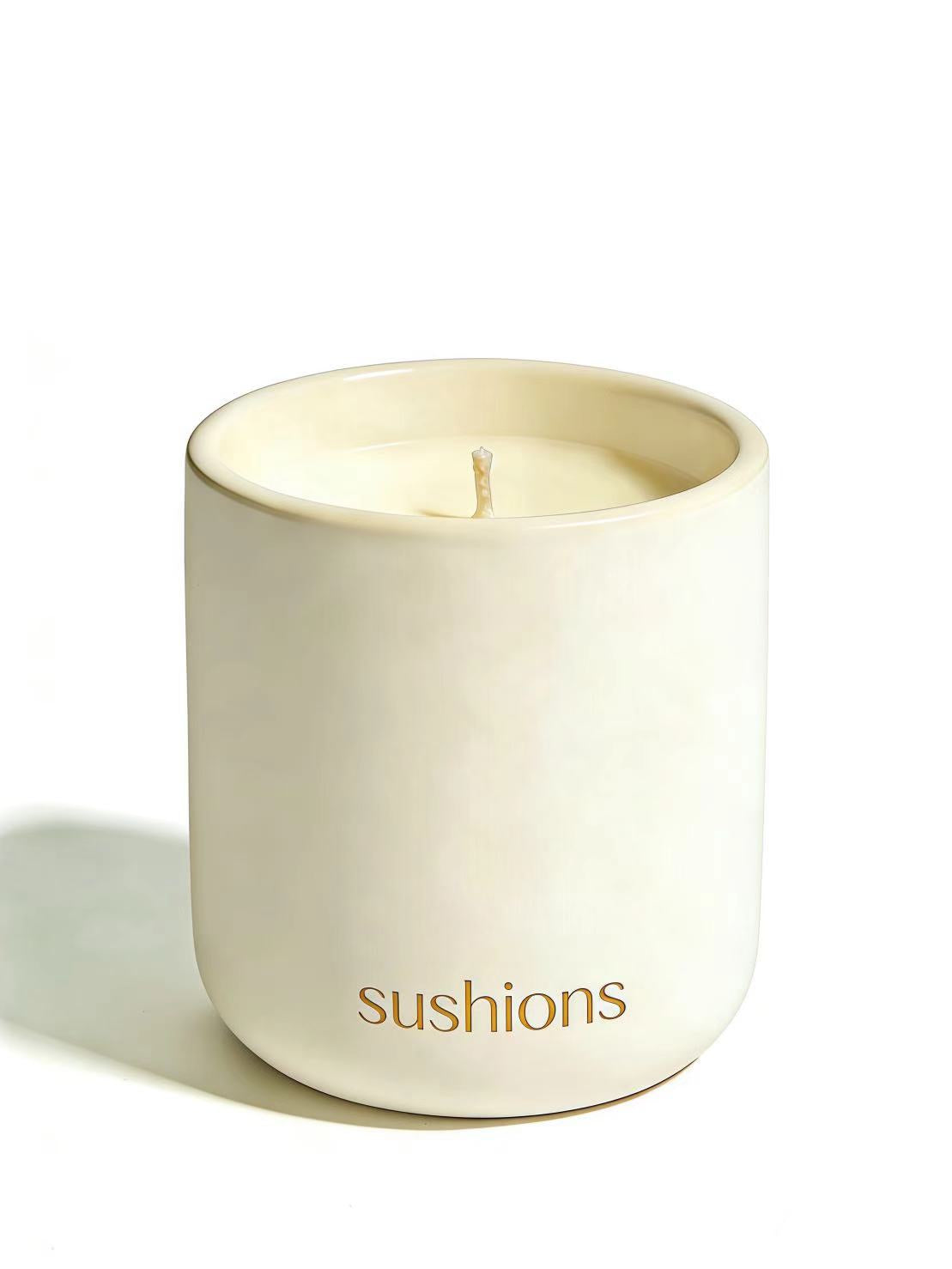 Sushions  Creamy Almond Fig Matte Ceramic Jar Candle
