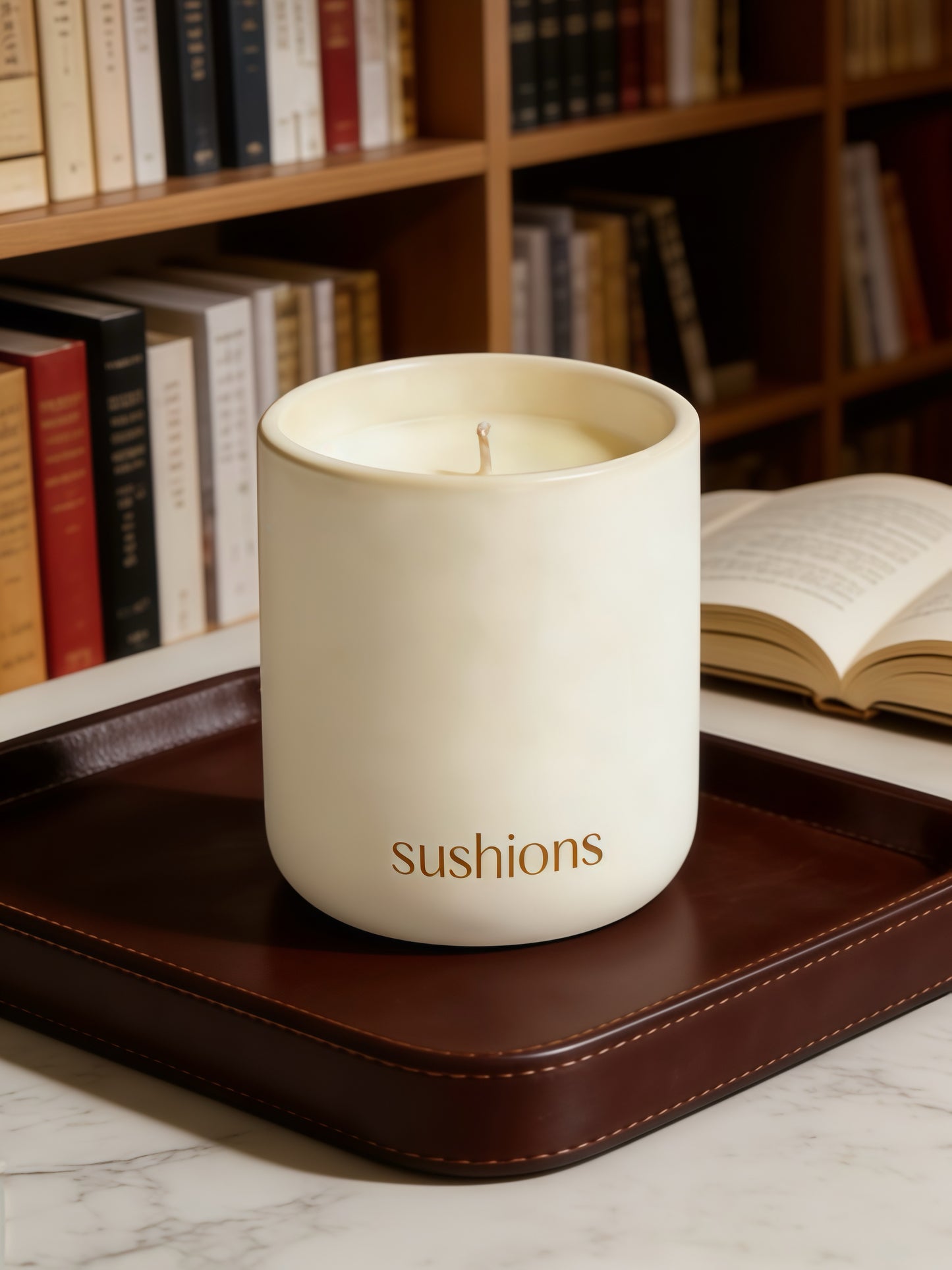 Sushions  Creamy Almond Fig Matte Ceramic Jar Candle
