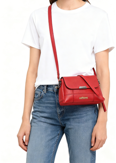 Red Crossbody Bag with Silver Hardware