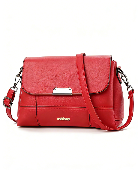 Red Crossbody Bag with Silver Hardware