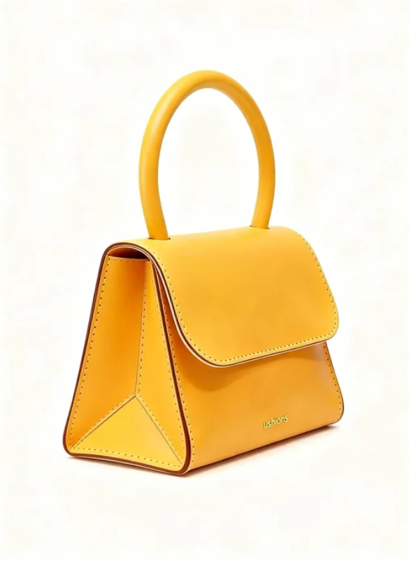 Sun-Stitched &Yellow Top-Handle Mini Bag with Stitch Detail
