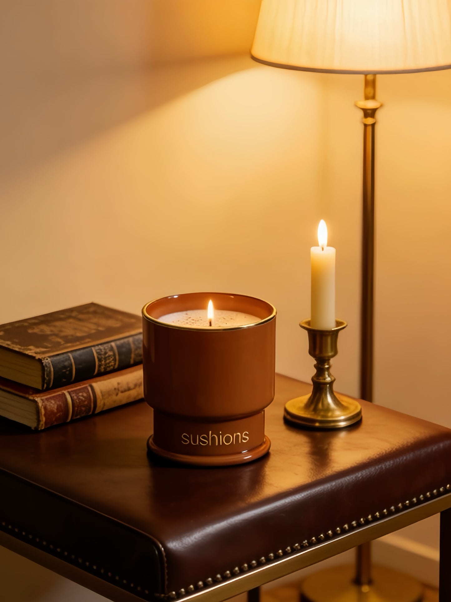 Sushions Caramel Retro Ceramic Cup Candle