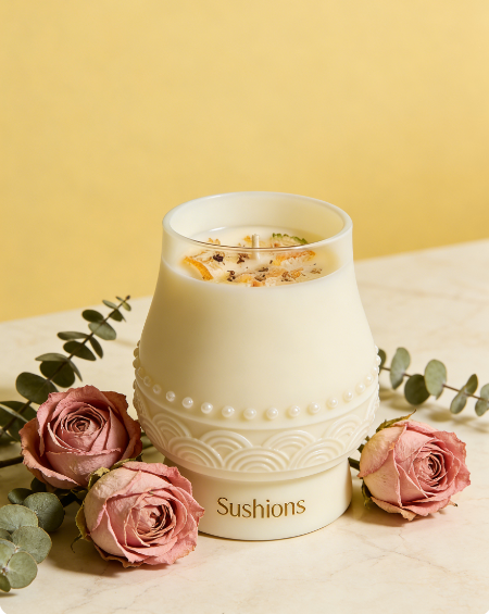 Sushions Ivory Pearl Crystal-Infused Fine Candle (Creative Collection)
