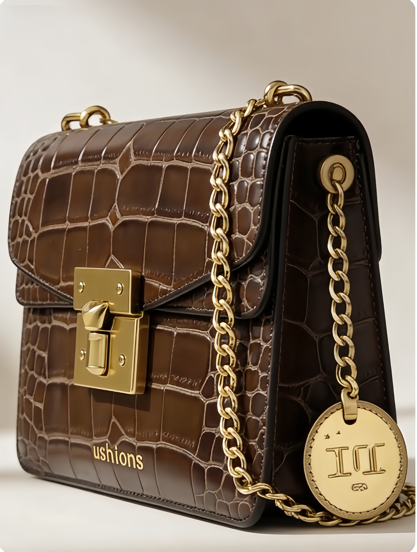 The Savannah Satchel-Crocodile-Embossed Leather Chain Crossbody Bag