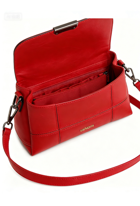 Red Crossbody Bag with Silver Hardware