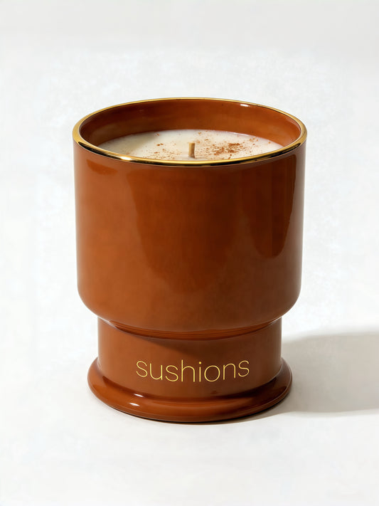 Sushions Caramel Retro Ceramic Cup Candle