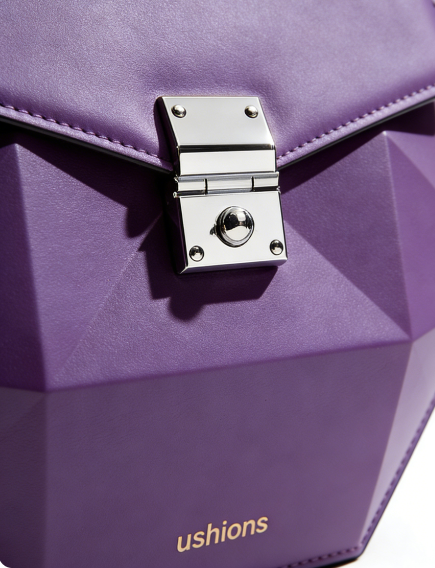 Purple Geometric Top-Handle Bag with Silver Hardware