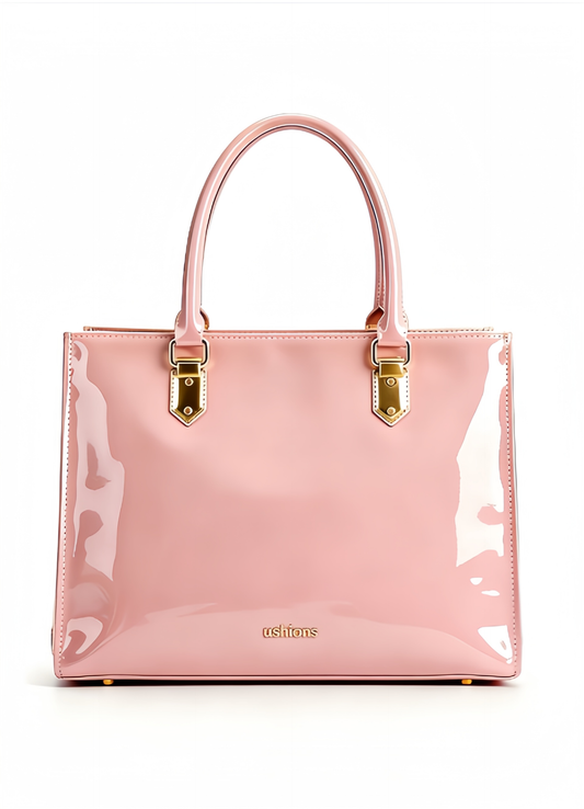 Pink Pulse - Pink Patent Leather Top-Handle Tote Bag