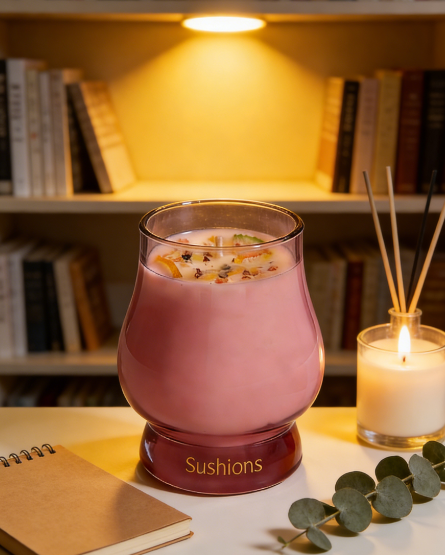 Sushions Blush Rose Crystal-Infused Fine Candle (Creative Collection)