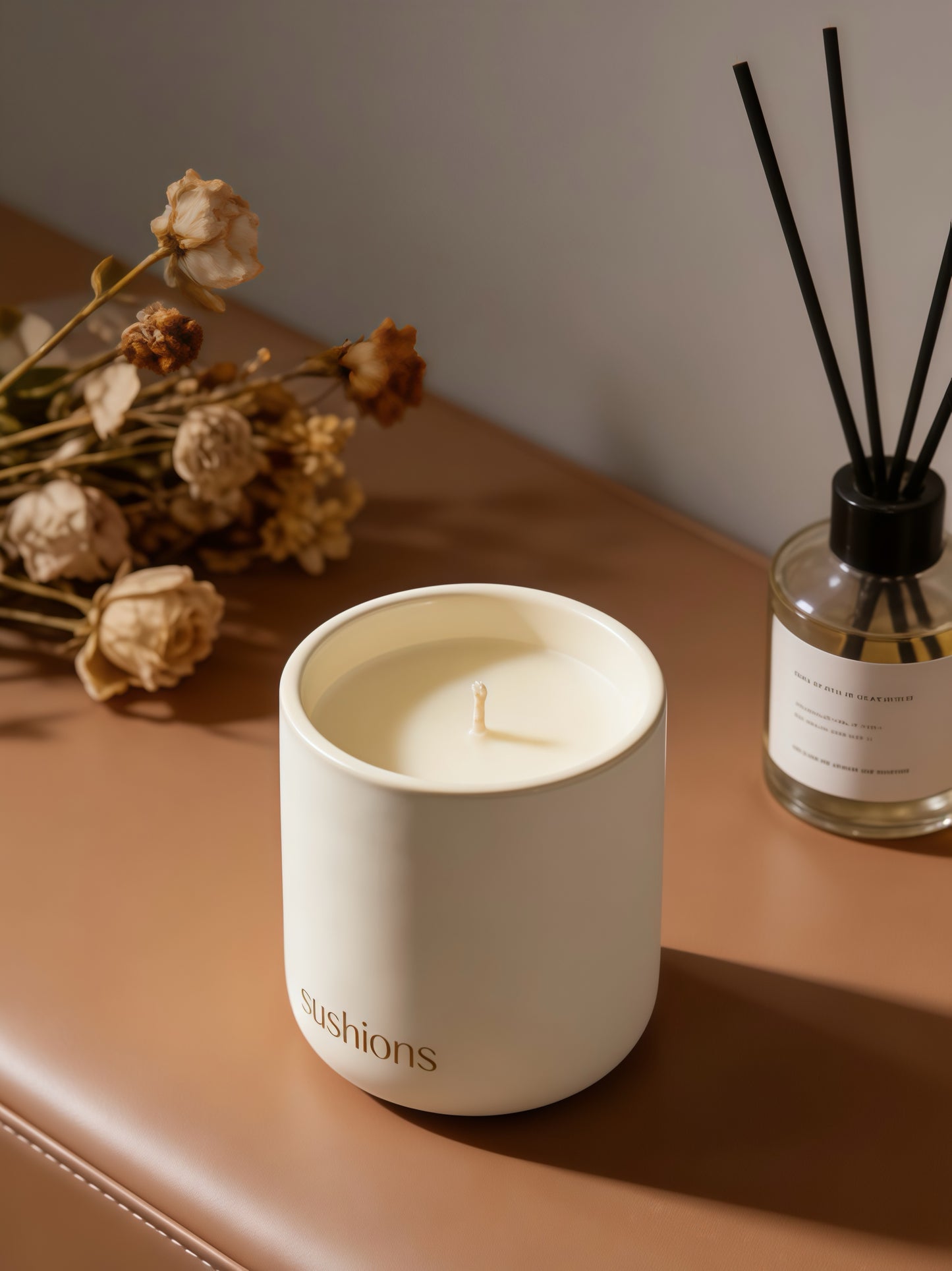 Sushions  Creamy Almond Fig Matte Ceramic Jar Candle